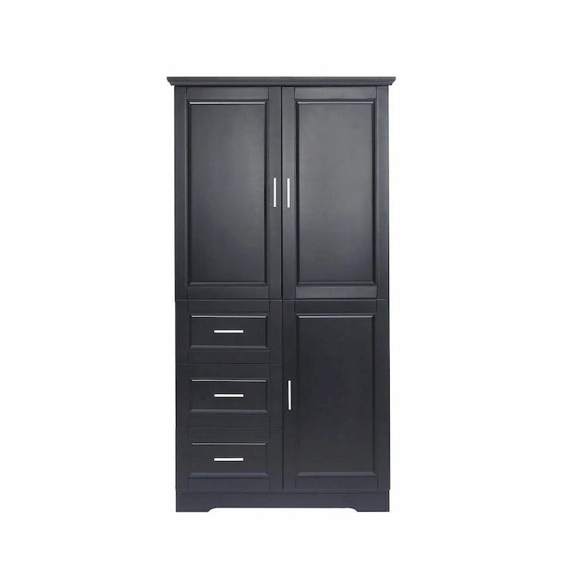 Armoire de rangement haute et large avec portes et trois tiroirs