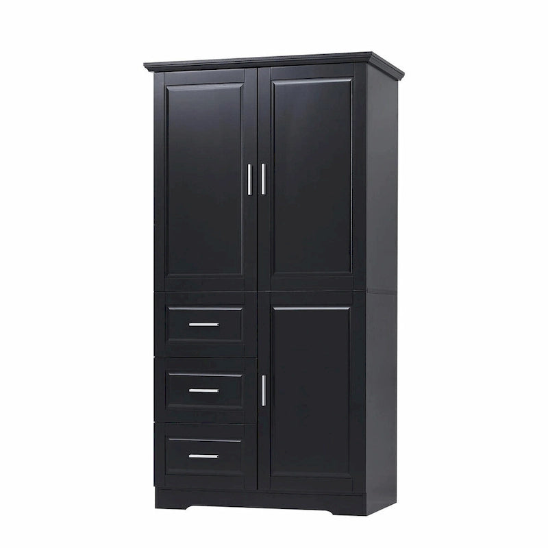 Armoire de rangement haute et large avec portes et trois tiroirs