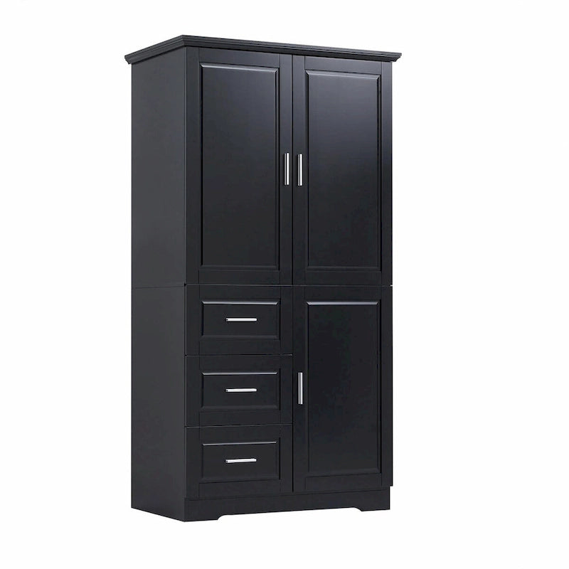 Armoire de rangement haute et large avec portes et trois tiroirs