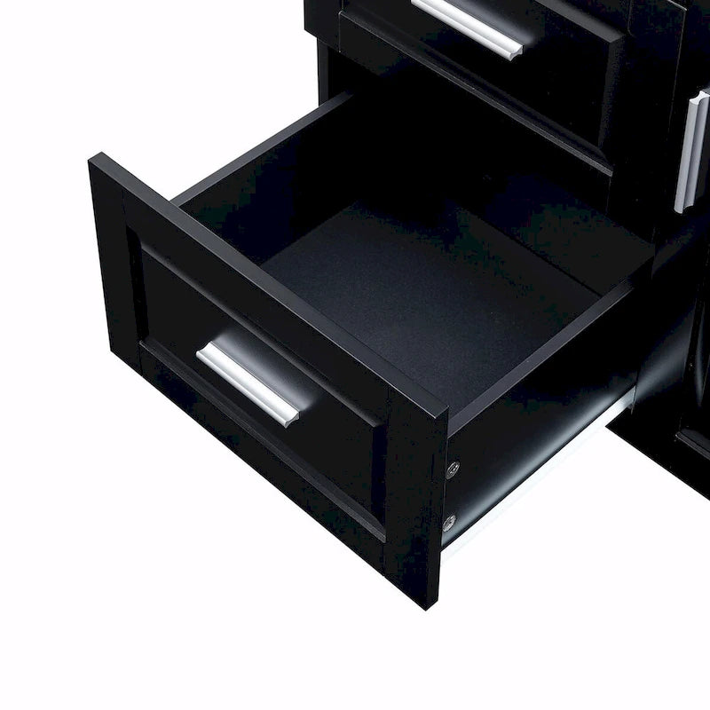 Armoire de rangement haute et large avec portes et trois tiroirs