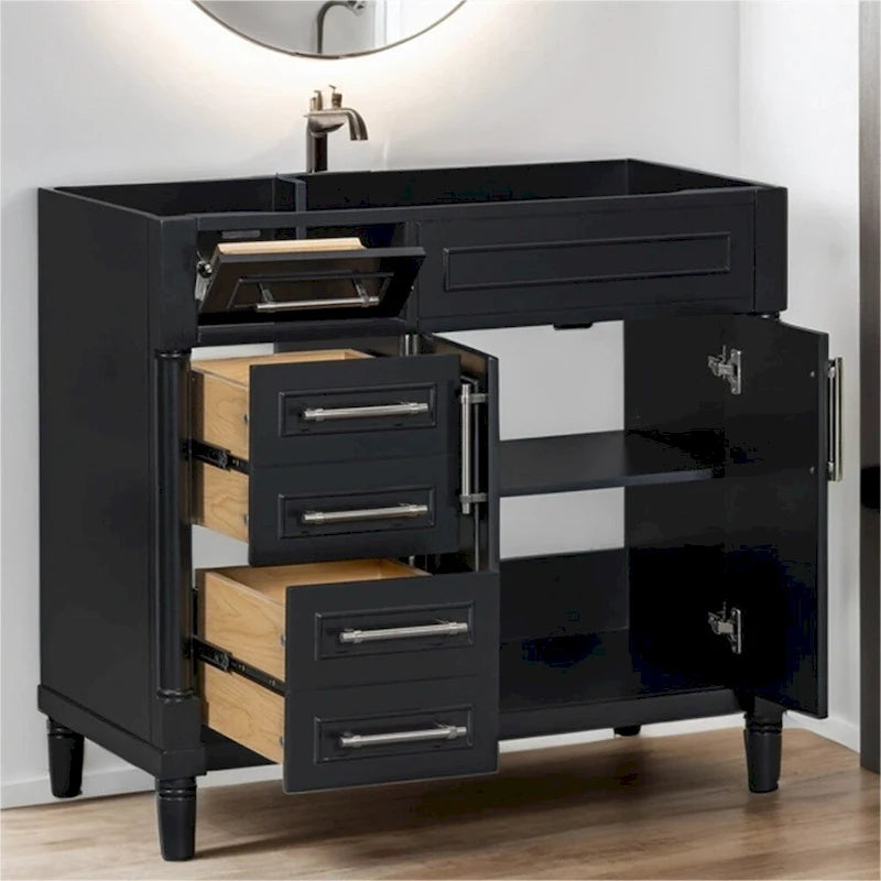 36 Wood Bathroom Vanity with Drawers and Adjustable Shelf (No Sink)
