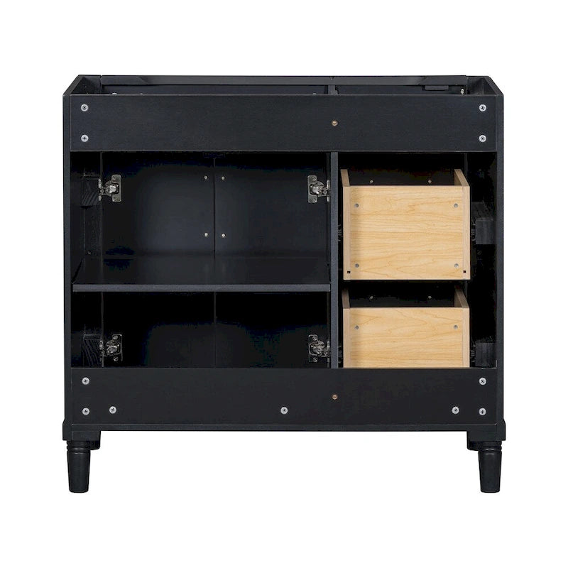 Meuble-lavabo en bois de 36 pouces avec tiroirs et étagère réglable (sans lavabo)