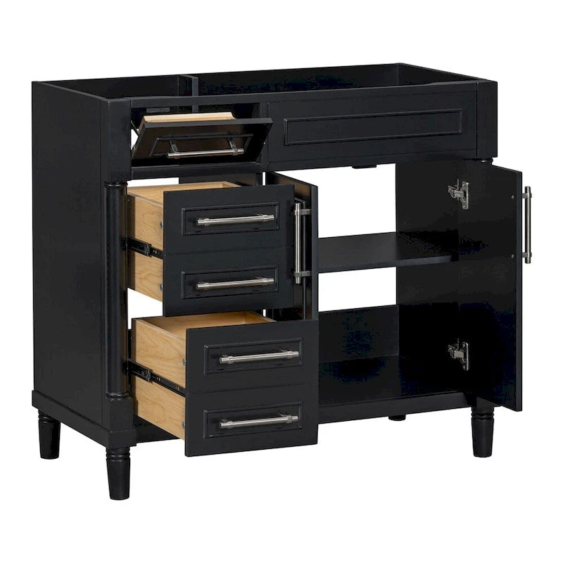 Meuble-lavabo en bois de 36 pouces avec tiroirs et étagère réglable (sans lavabo)