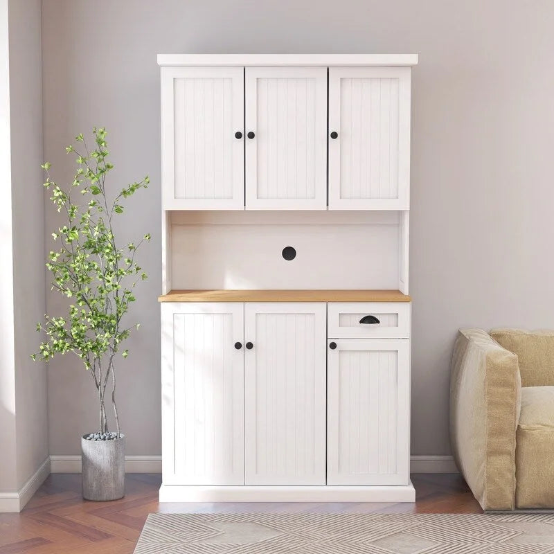 Armoire de rangement de cuisine 71 avec étagères réglables, 6 portes et 1 tiroir