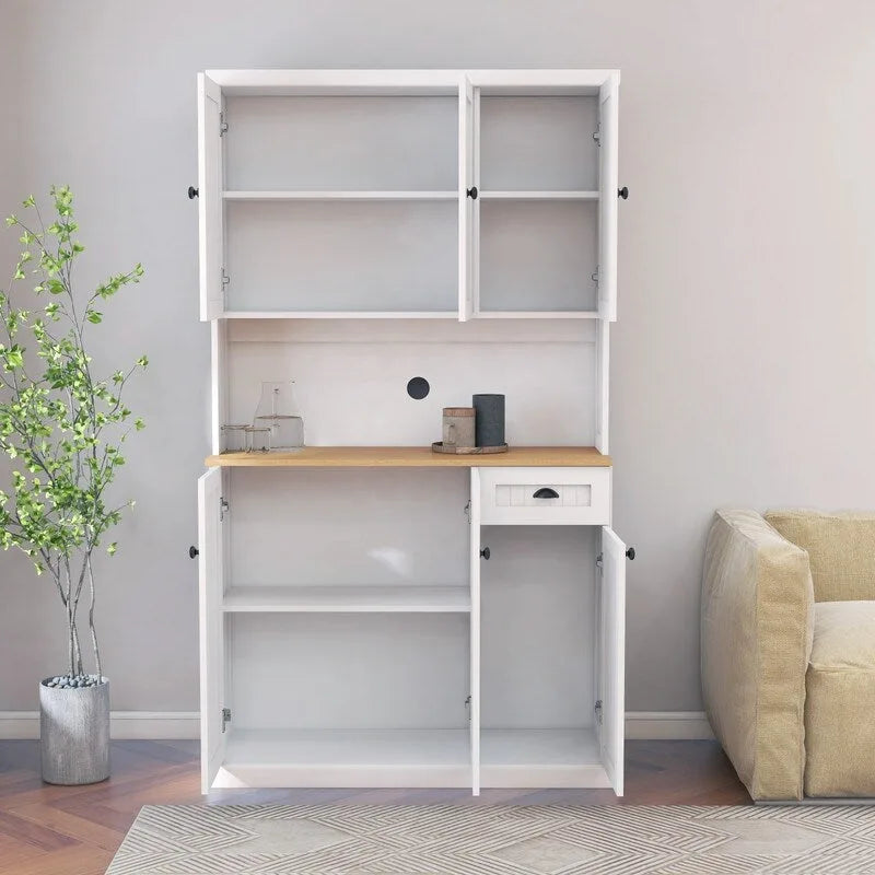 Armoire de rangement de cuisine 71 avec étagères réglables, 6 portes et 1 tiroir