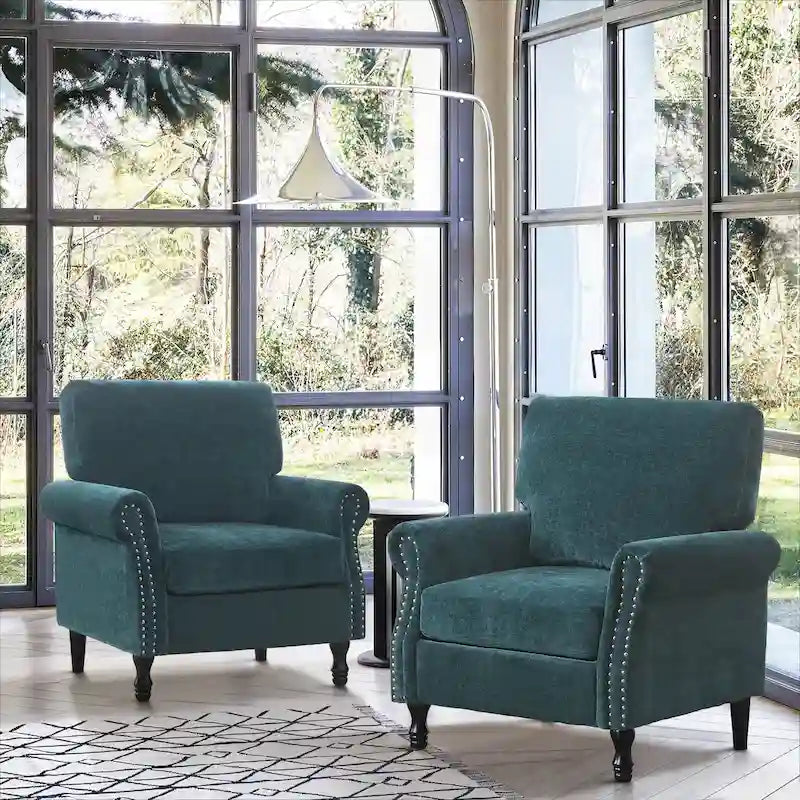 Fauteuil d'appoint moderne rembourré avec garniture cloutée (ensemble de 2)