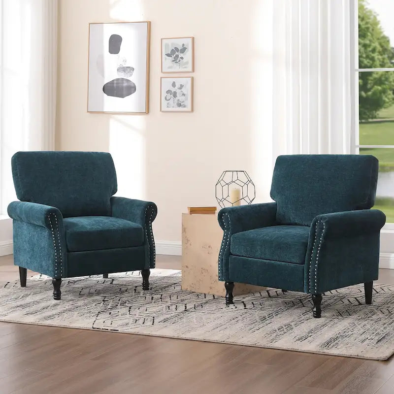 Fauteuil d'appoint moderne rembourré avec garniture cloutée (ensemble de 2)