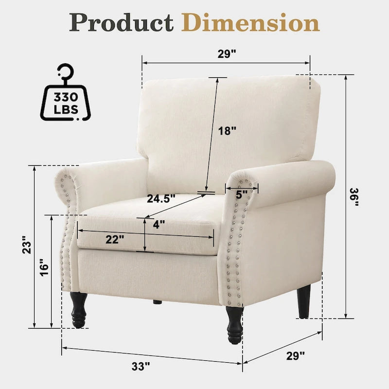 Fauteuil d'appoint moderne rembourré avec garniture cloutée (ensemble de 2)