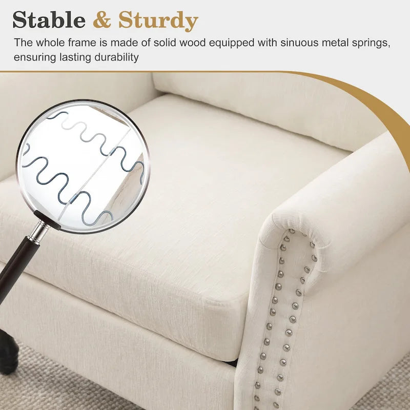 Fauteuil d'appoint moderne rembourré avec garniture cloutée (ensemble de 2)