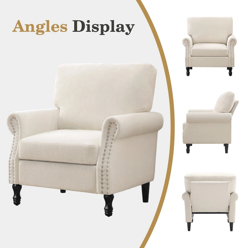 Fauteuil d'appoint moderne rembourré avec garniture cloutée (ensemble de 2)