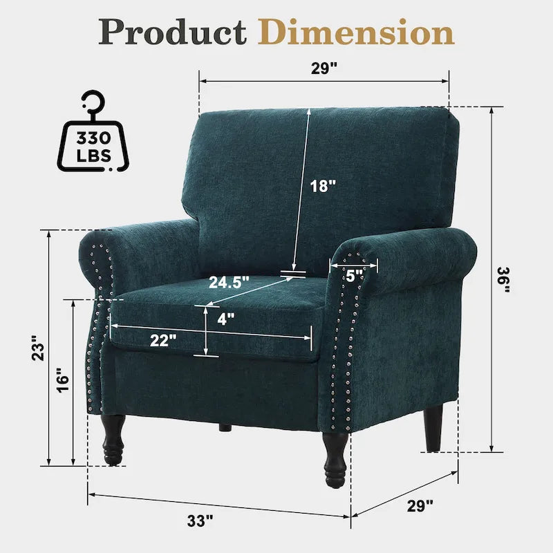 Fauteuil d'appoint moderne rembourré avec garniture cloutée (ensemble de 2)