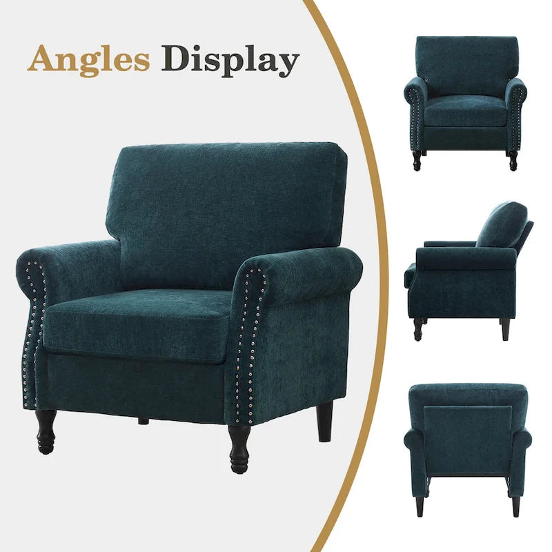 Fauteuil d'appoint moderne rembourré avec garniture cloutée (ensemble de 2)