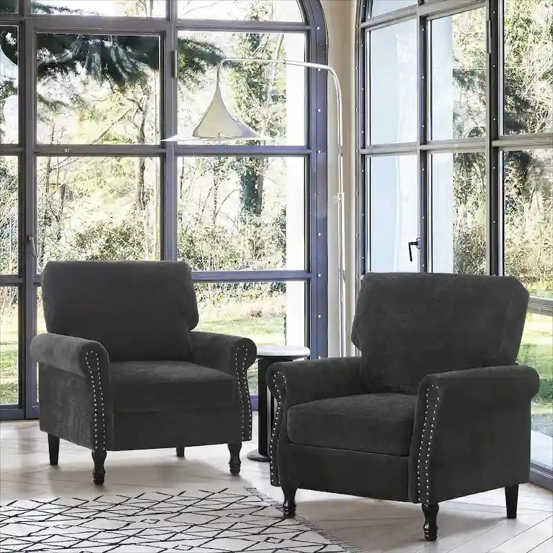 Fauteuil d'appoint moderne rembourré avec garniture cloutée (ensemble de 2)