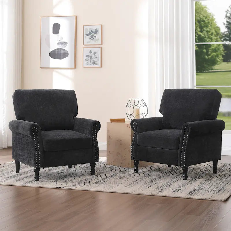 Fauteuil d'appoint moderne rembourré avec garniture cloutée (ensemble de 2)
