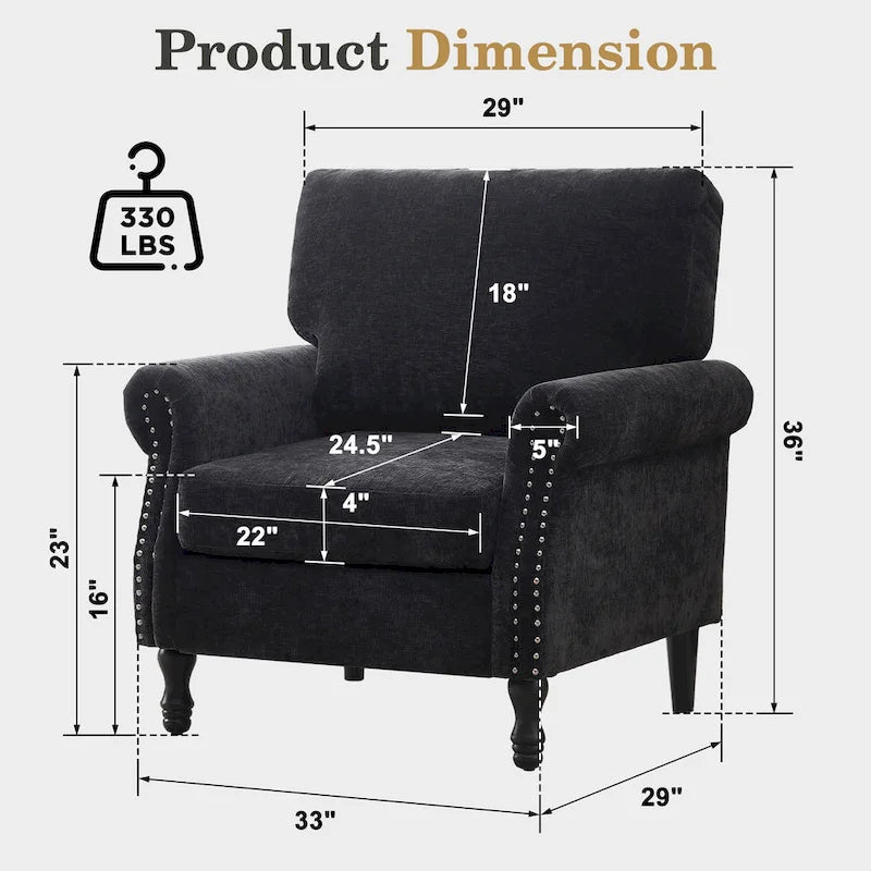 Fauteuil d'appoint moderne rembourré avec garniture cloutée (ensemble de 2)