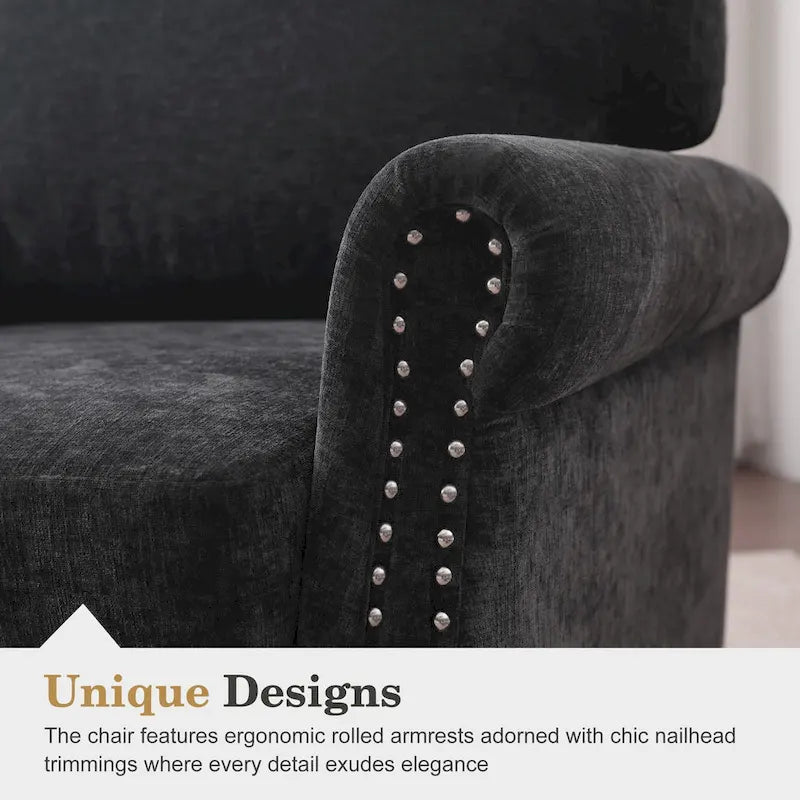 Fauteuil d'appoint moderne rembourré avec garniture cloutée (ensemble de 2)