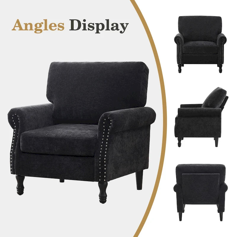 Fauteuil d'appoint moderne rembourré avec garniture cloutée (ensemble de 2)