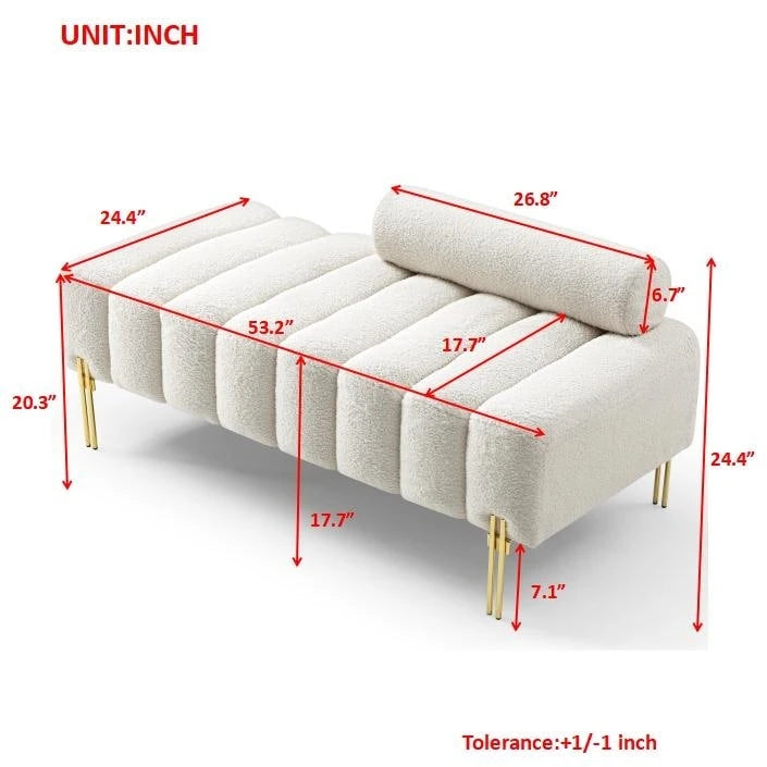 Banc de bout de lit moderne en tissu sherpa