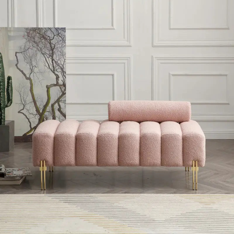 Banc de bout de lit moderne en tissu sherpa