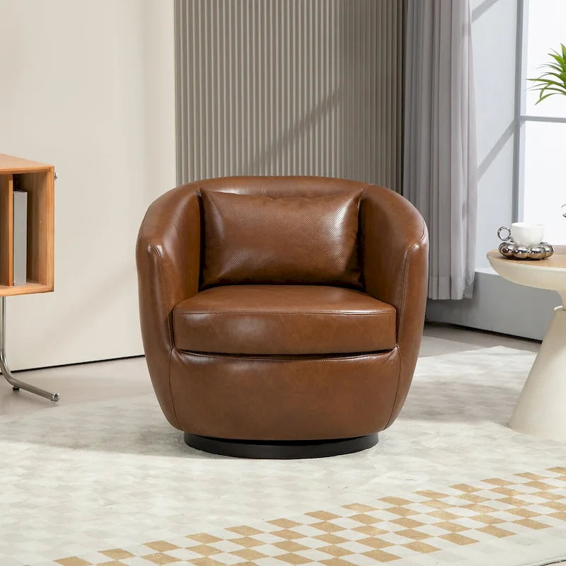 Fauteuil pivotant moderne en forme de tonneau pour salon