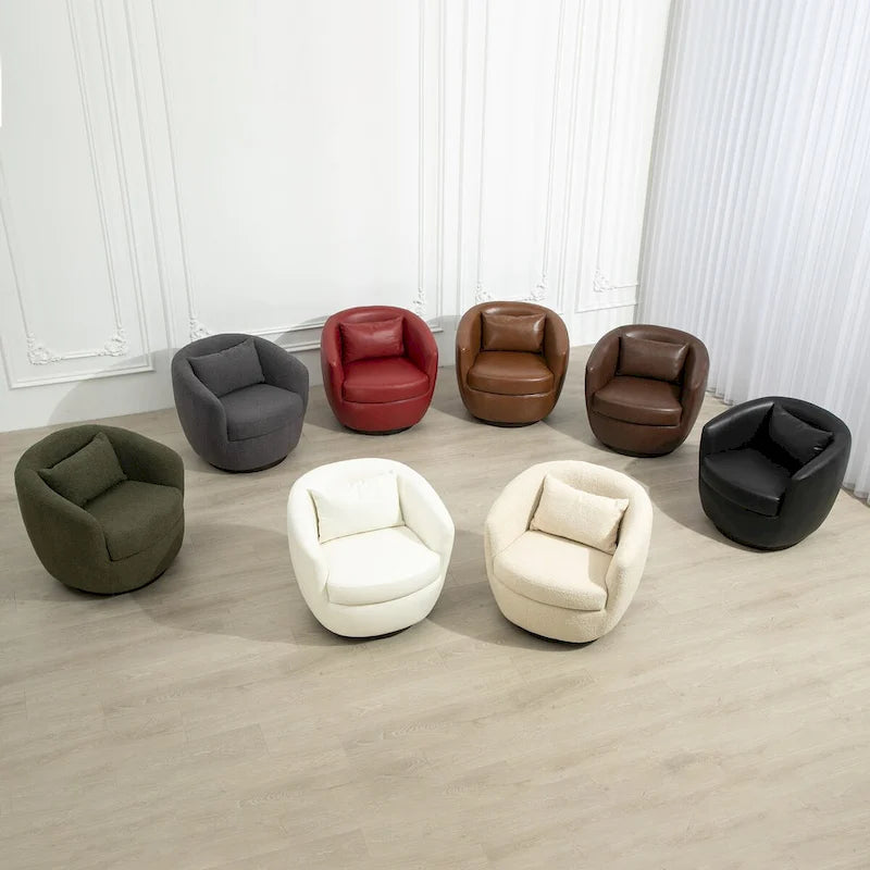 Fauteuil pivotant moderne en forme de tonneau pour salon