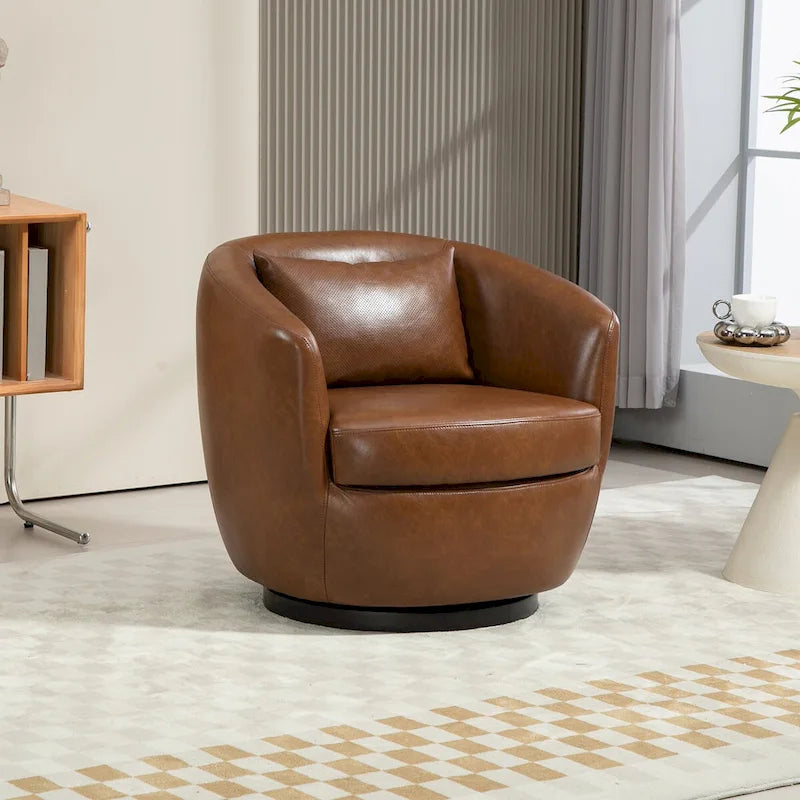 Fauteuil pivotant moderne en forme de tonneau pour salon