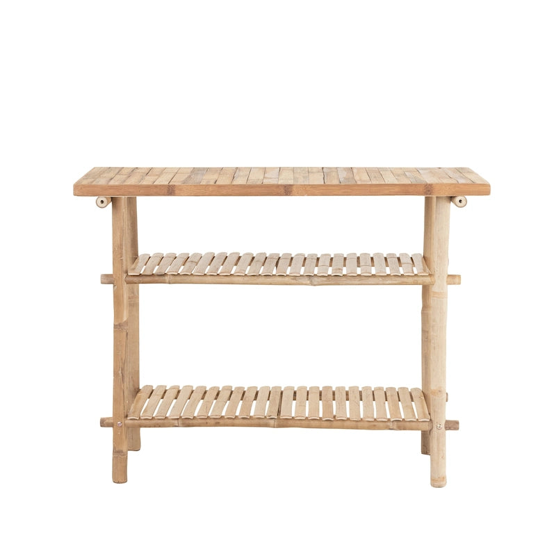 Table d'appoint en bambou avec 2 étagères