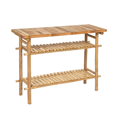 Table d'appoint en bambou avec 2 étagères
