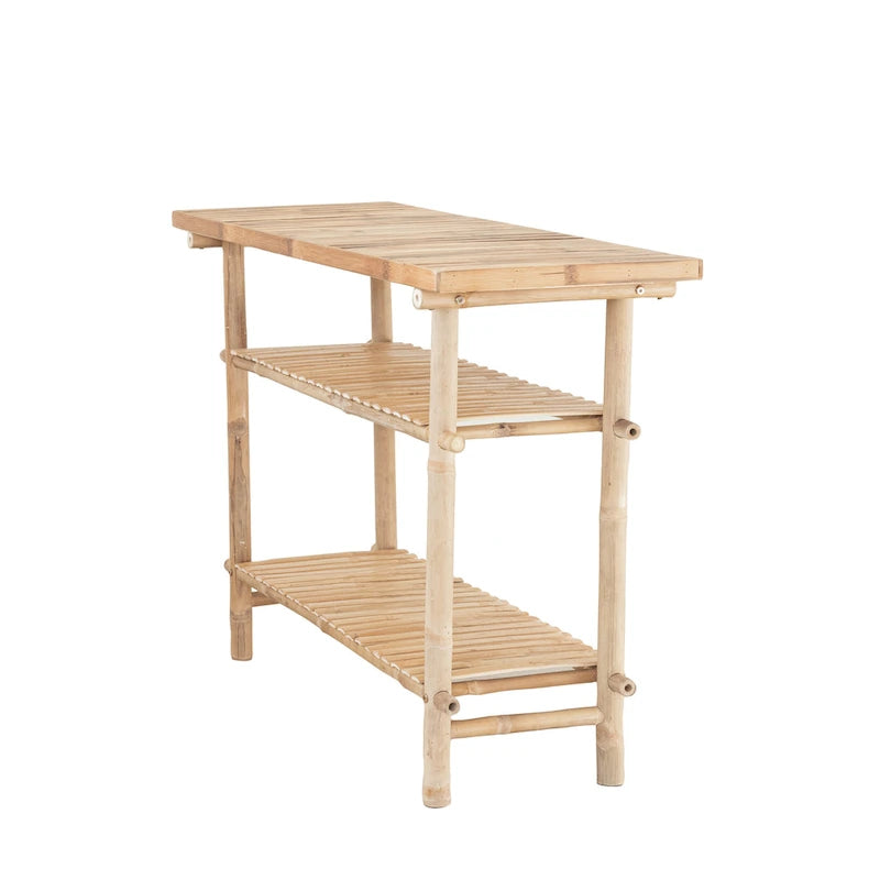 Table d'appoint en bambou avec 2 étagères