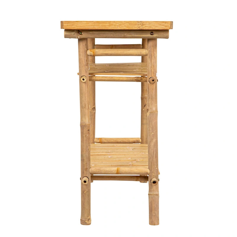 Table d'appoint en bambou avec 2 étagères