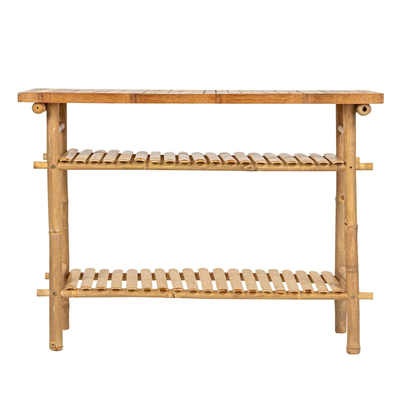 Table d'appoint en bambou avec 2 étagères