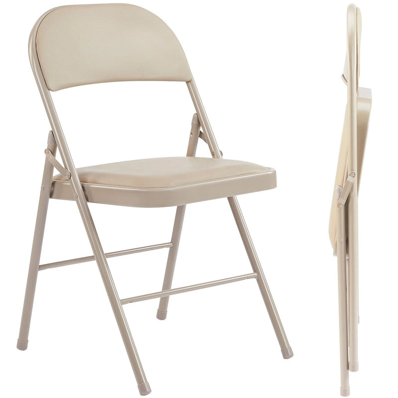 Lot de 2 chaises pliantes rembourrées en cuir, robustes et en métal, idéales pour la maison, le bureau et les fêtes.