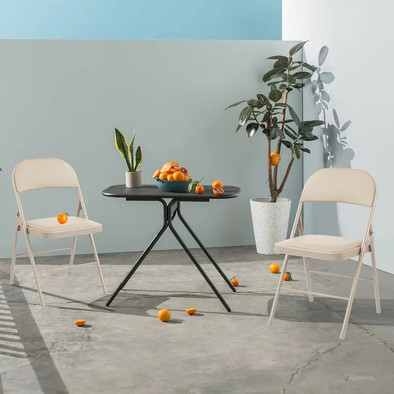 Lot de 2 chaises pliantes rembourrées en cuir, robustes et en métal, idéales pour la maison, le bureau et les fêtes.