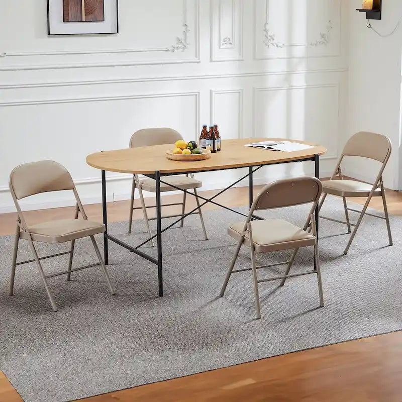 Lot de 2 chaises pliantes rembourrées en cuir, robustes et en métal, idéales pour la maison, le bureau et les fêtes.