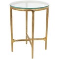 Table d'appoint en aluminium texturé avec plateau en verre - Or ou argent - Roche River Decor