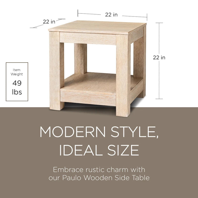 Table d'appoint en bois Paulo de Maven Lane, finition noire vieillie