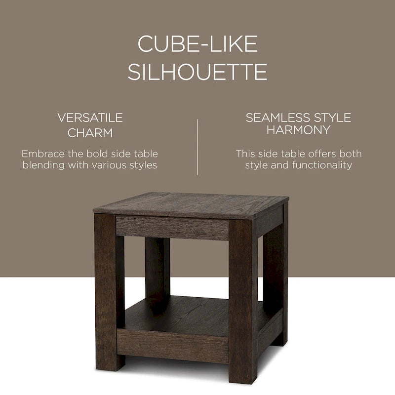 Table d'appoint en bois Paulo de Maven Lane, finition noire vieillie