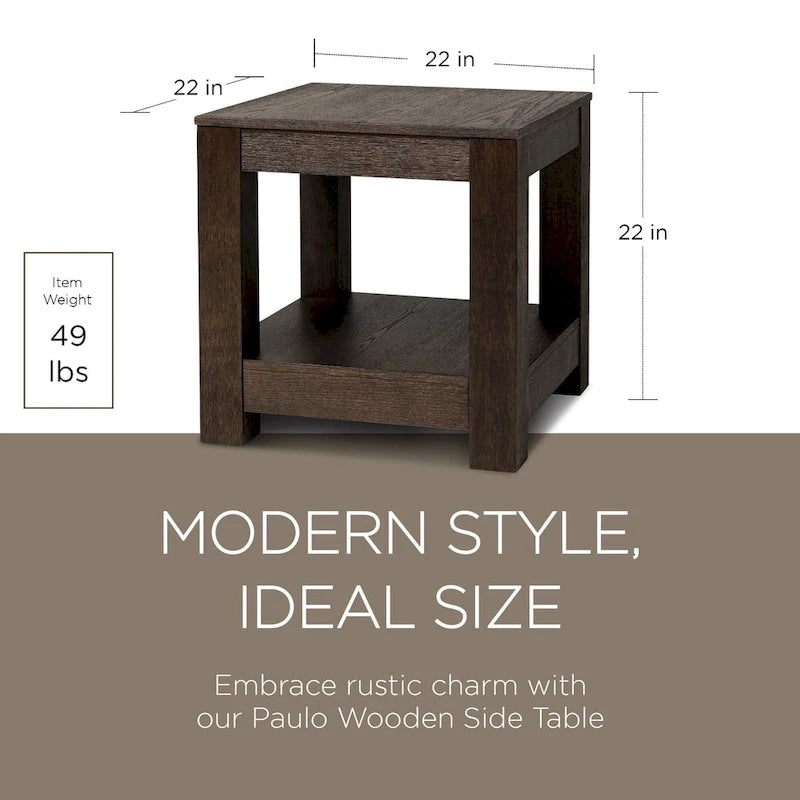 Table d'appoint en bois Paulo de Maven Lane, finition noire vieillie