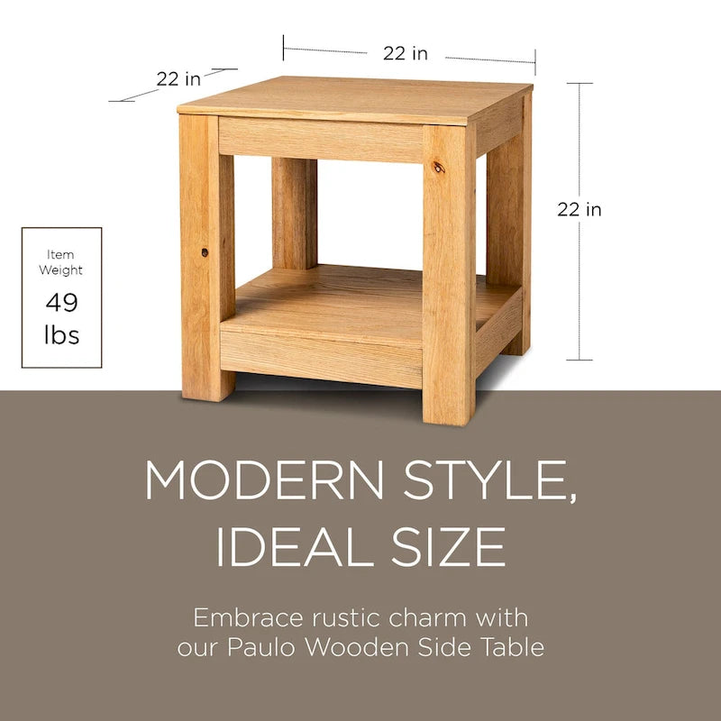 Table d'appoint en bois Paulo de Maven Lane, finition noire vieillie