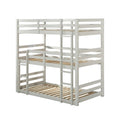 Lit superposé triple en bois, format simple, finition gris clair