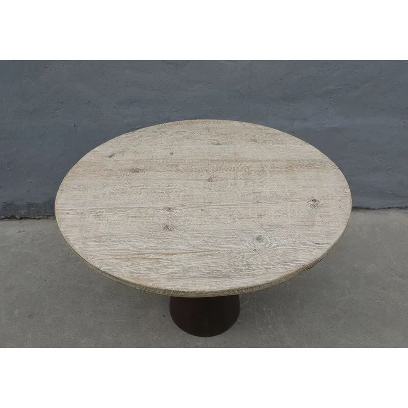 Table ronde sur pied, aspect naturel vieilli, 39 pouces