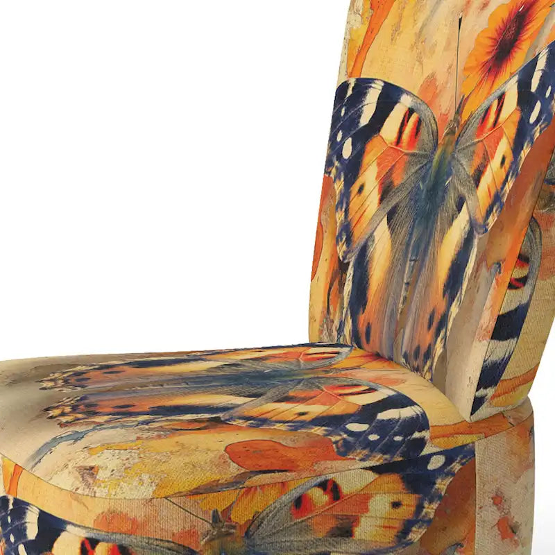 Fauteuil d'appoint rembourré à motif floral aquarelle Designart Orange Butterfly - Fauteuil traditionnel pour salon