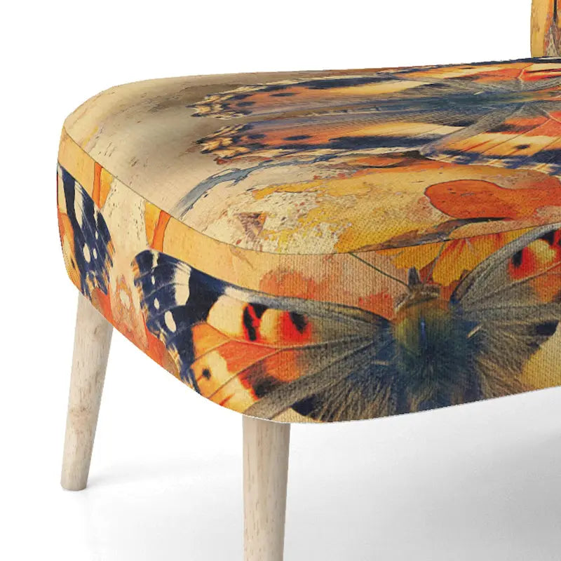 Fauteuil d'appoint rembourré à motif floral aquarelle Designart Orange Butterfly - Fauteuil traditionnel pour salon