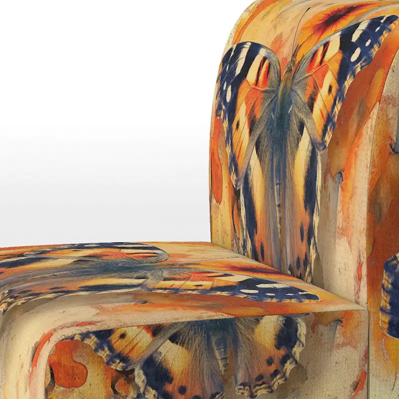 Fauteuil d'appoint rembourré à motif floral aquarelle Designart Orange Butterfly - Fauteuil traditionnel pour salon