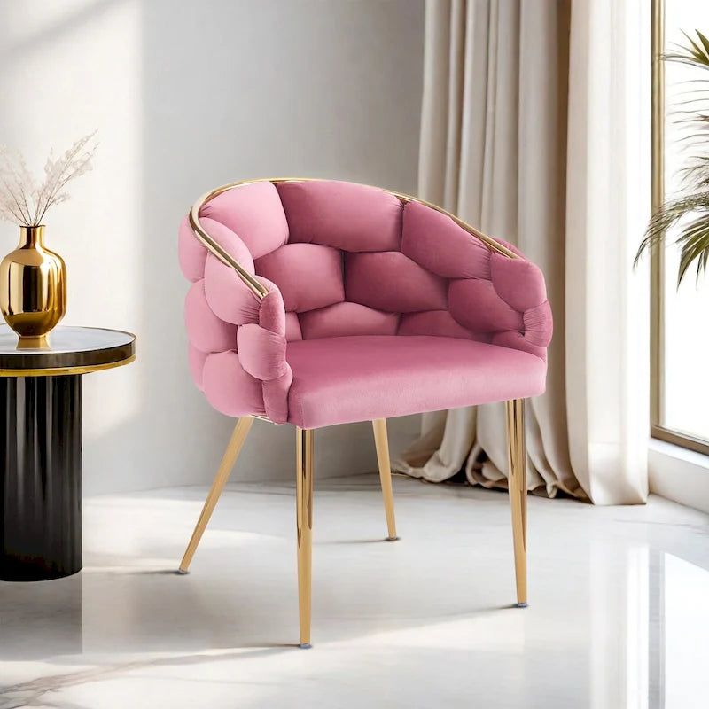 Fauteuil d'appoint de luxe fait main avec pieds dorés, fauteuil moderne en velours pour salon et chambre