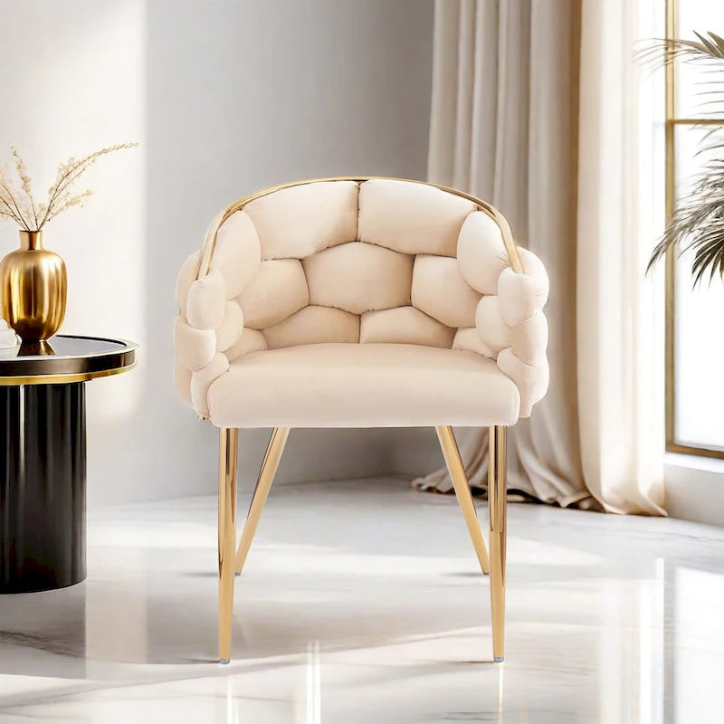 Fauteuil d'appoint de luxe fait main avec pieds dorés, fauteuil moderne en velours pour salon et chambre