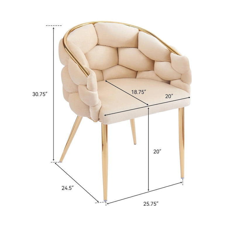 Fauteuil d'appoint de luxe fait main avec pieds dorés, fauteuil moderne en velours pour salon et chambre