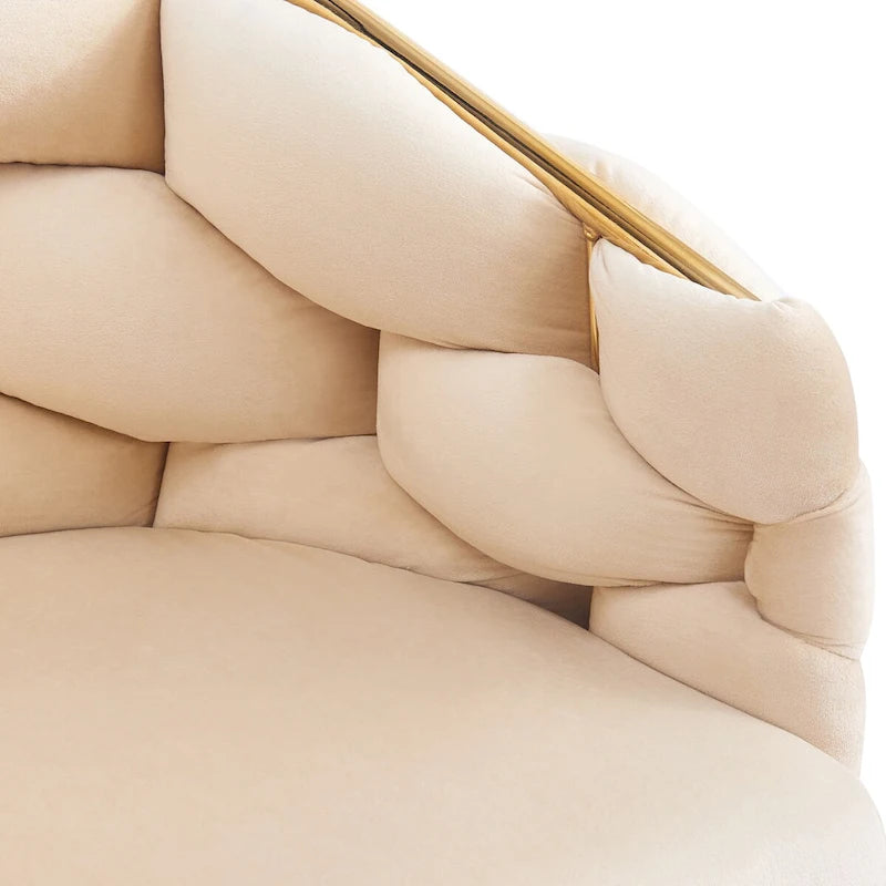 Fauteuil d'appoint de luxe fait main avec pieds dorés, fauteuil moderne en velours pour salon et chambre