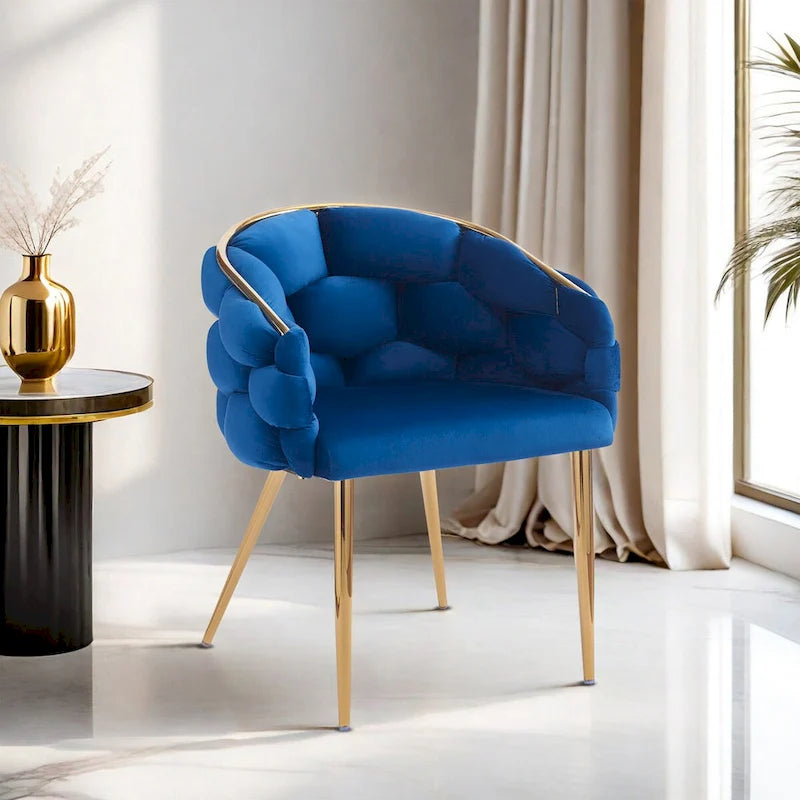 Fauteuil d'appoint de luxe fait main avec pieds dorés, fauteuil moderne en velours pour salon et chambre