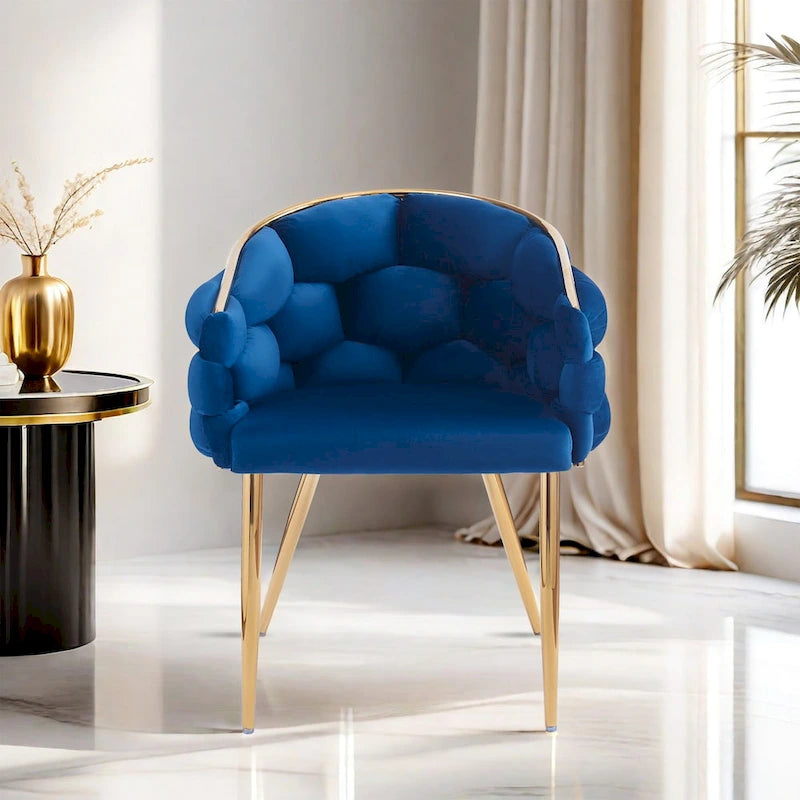 Fauteuil d'appoint de luxe fait main avec pieds dorés, fauteuil moderne en velours pour salon et chambre